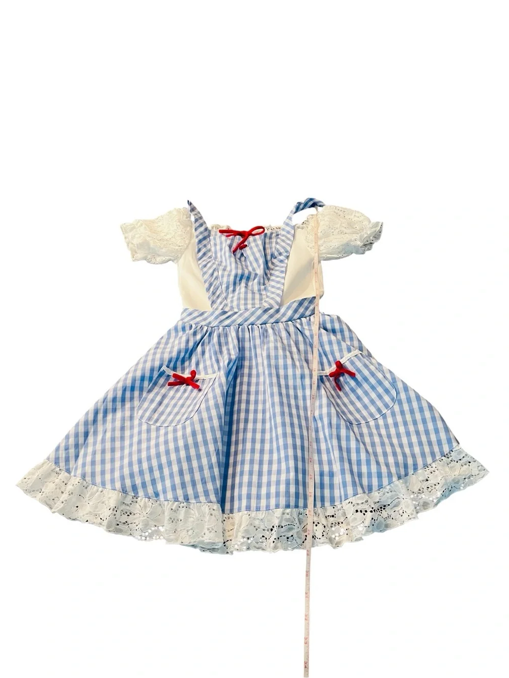 Blue Gingham The Wizard of Oz Forothy Costume Dress with Lace Trim Size XS